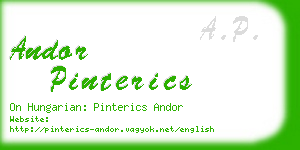 andor pinterics business card